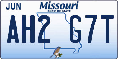 MO license plate AH2G7T