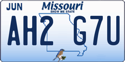 MO license plate AH2G7U