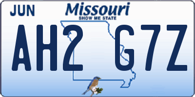 MO license plate AH2G7Z