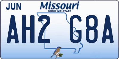 MO license plate AH2G8A