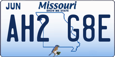 MO license plate AH2G8E