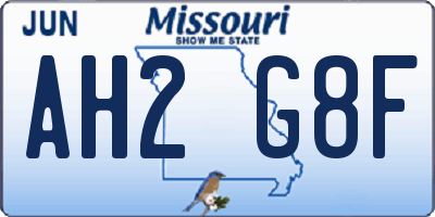 MO license plate AH2G8F