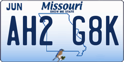 MO license plate AH2G8K