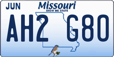 MO license plate AH2G8O