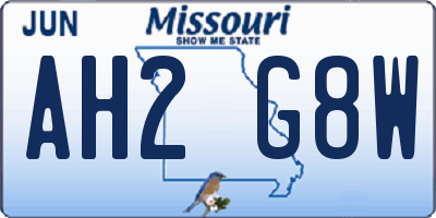 MO license plate AH2G8W