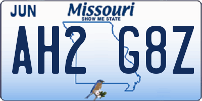 MO license plate AH2G8Z