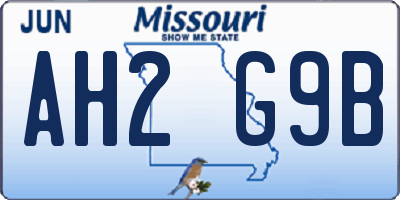 MO license plate AH2G9B
