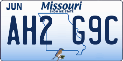 MO license plate AH2G9C