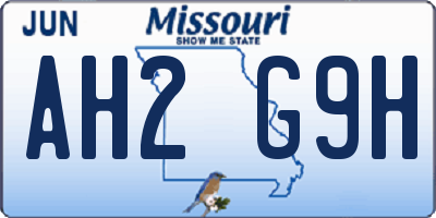 MO license plate AH2G9H