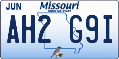 MO license plate AH2G9I