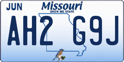 MO license plate AH2G9J