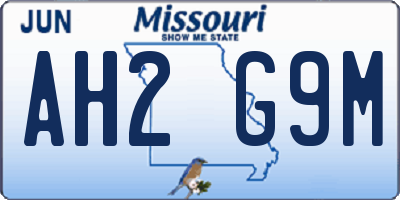 MO license plate AH2G9M