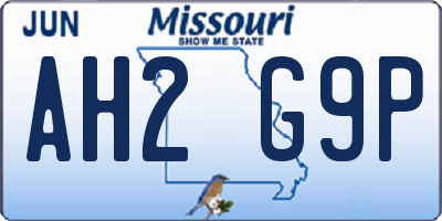 MO license plate AH2G9P