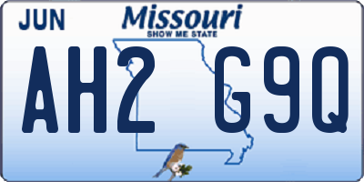 MO license plate AH2G9Q