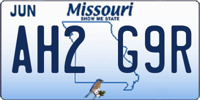 MO license plate AH2G9R