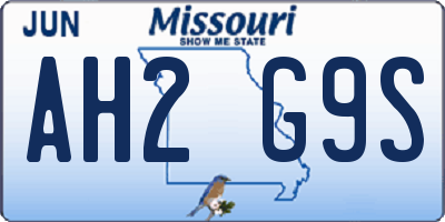 MO license plate AH2G9S