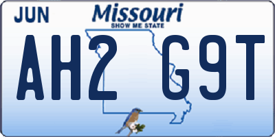 MO license plate AH2G9T