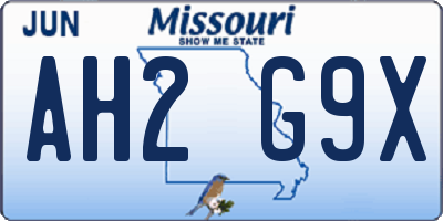MO license plate AH2G9X
