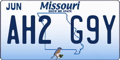 MO license plate AH2G9Y