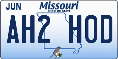 MO license plate AH2H0D