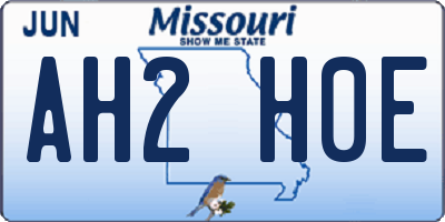 MO license plate AH2H0E