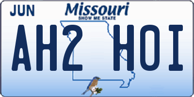 MO license plate AH2H0I