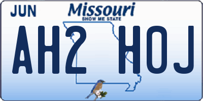 MO license plate AH2H0J