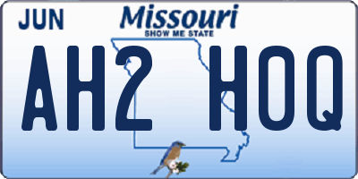 MO license plate AH2H0Q