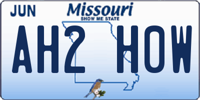 MO license plate AH2H0W