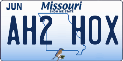 MO license plate AH2H0X