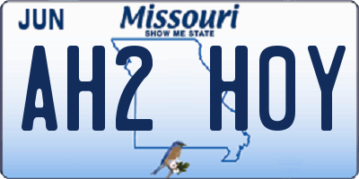 MO license plate AH2H0Y