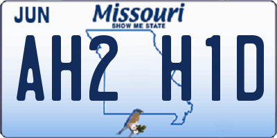 MO license plate AH2H1D