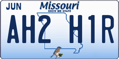 MO license plate AH2H1R