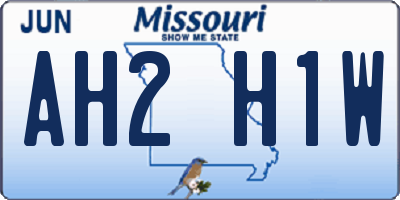 MO license plate AH2H1W