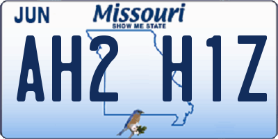 MO license plate AH2H1Z