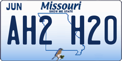 MO license plate AH2H2O