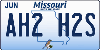 MO license plate AH2H2S