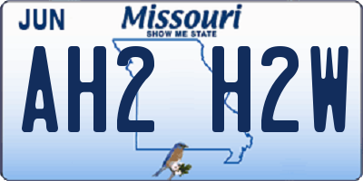 MO license plate AH2H2W