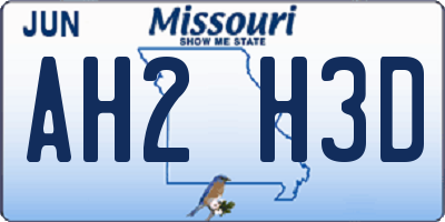 MO license plate AH2H3D