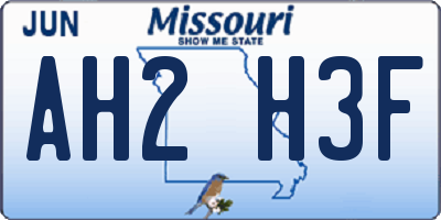 MO license plate AH2H3F
