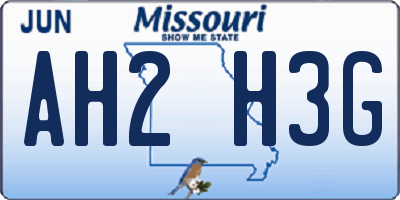 MO license plate AH2H3G