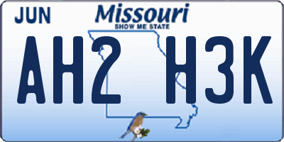MO license plate AH2H3K
