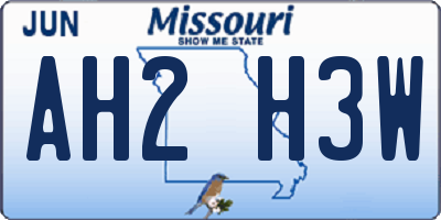 MO license plate AH2H3W