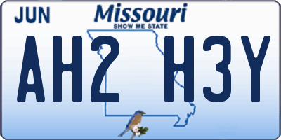 MO license plate AH2H3Y