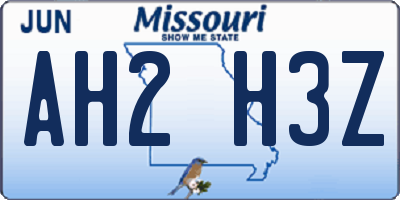 MO license plate AH2H3Z