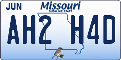 MO license plate AH2H4D