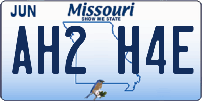MO license plate AH2H4E