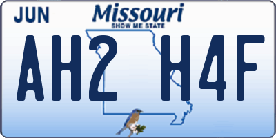 MO license plate AH2H4F
