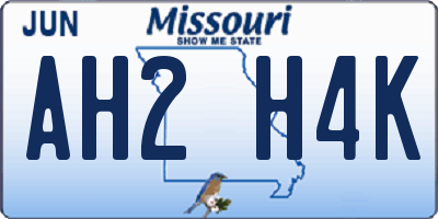 MO license plate AH2H4K