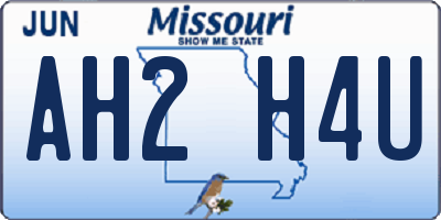MO license plate AH2H4U